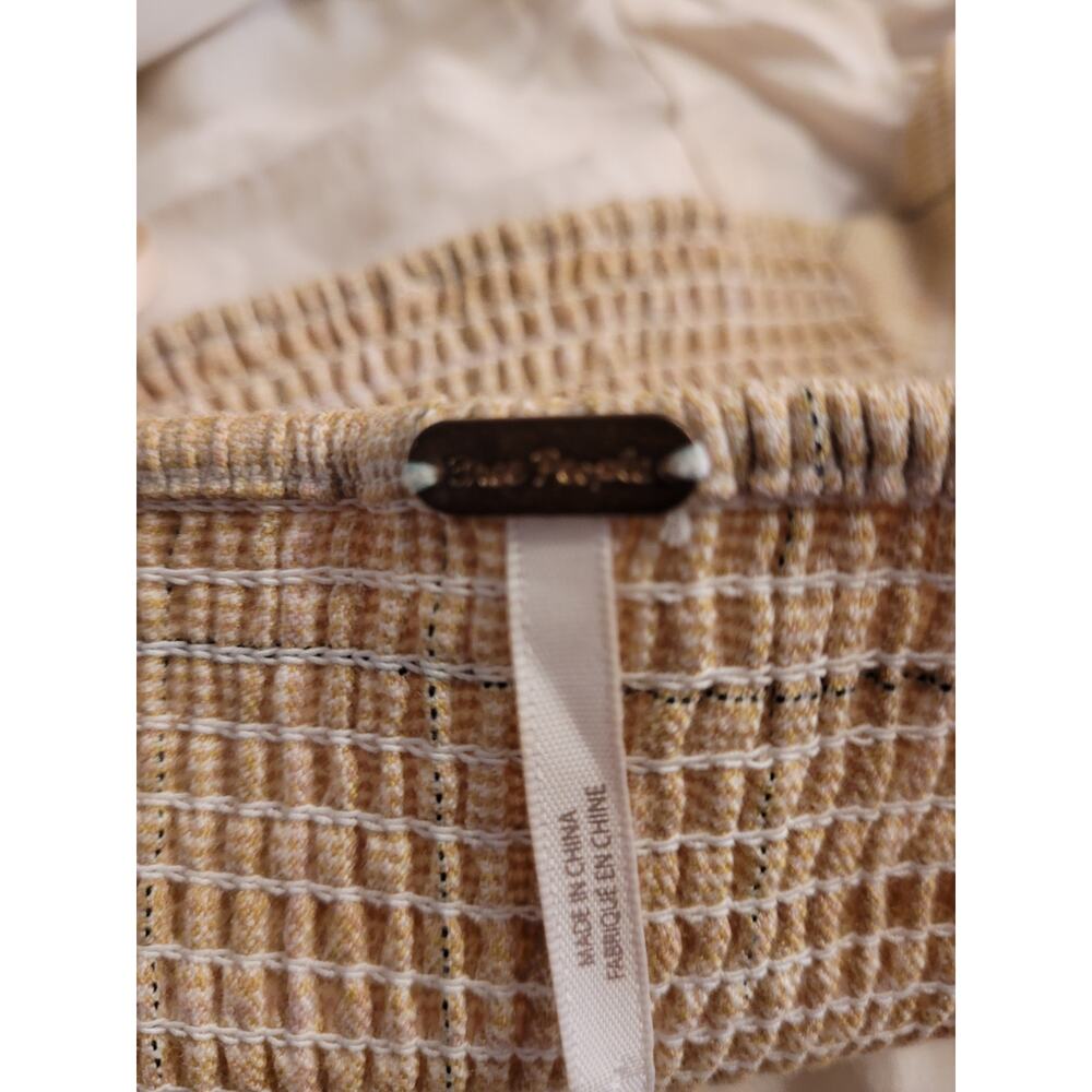 Free people plaid corset top strapless out west western crop tan tube top sz 4 - Picture 3 of 15